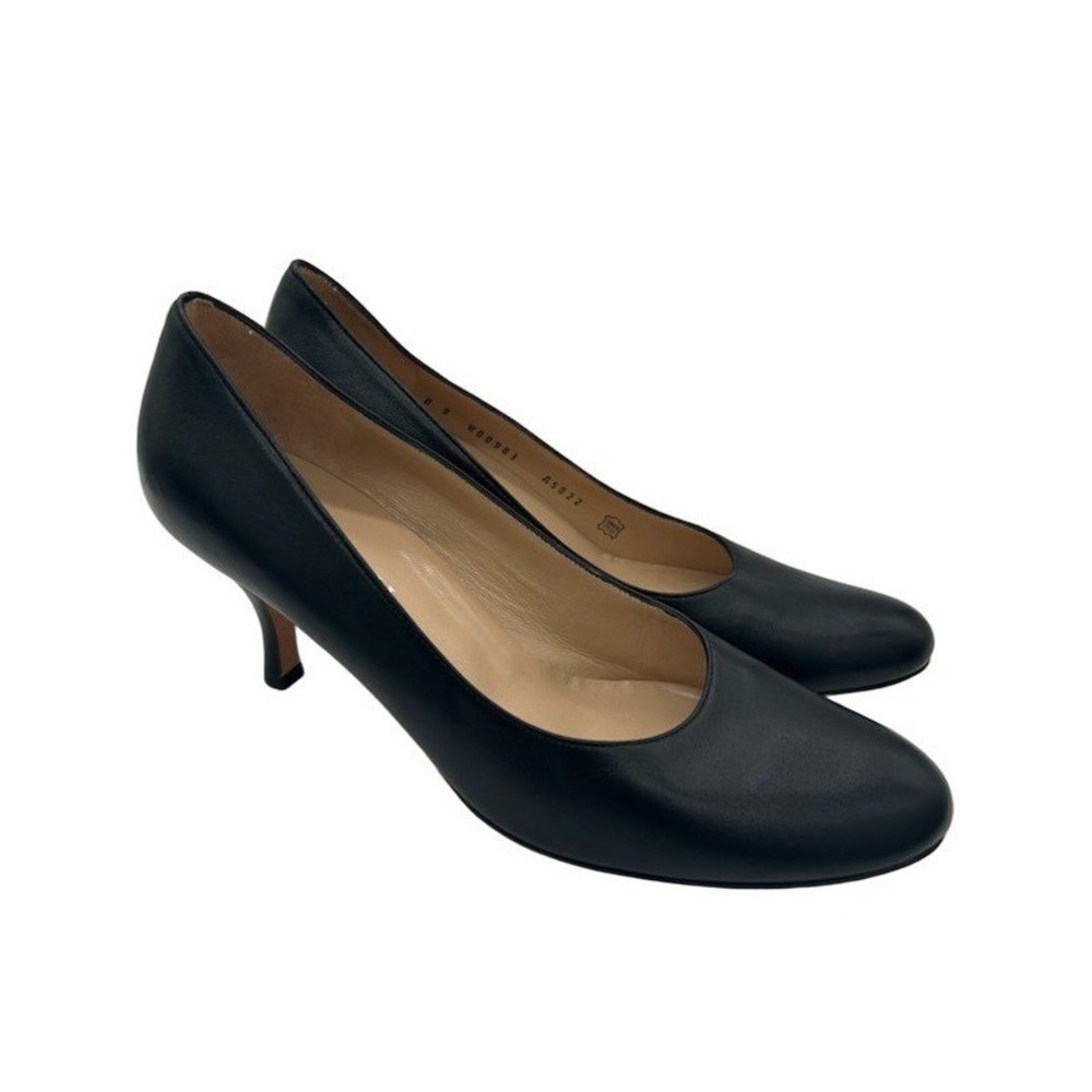 Bruno Magli Pumps Women's Size 9 Black Leather Kitten Heel Italy Shoes